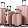 Karl home 4 Piece Luggage Sets, Travel Suitcase, Large Capacity Lightweight Luggage Sets with TSA Lock & Spinner Wheels, for Business, Travel, School Starts (16"/20"/24"/28"), Rose Gold