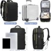 Large Carry On Travel Backpack - Flight Approved Waterproof Anti-Theft Luggage Daypack for Women Men Fit 17 Inch Laptop Business Weekender Overnight Backpack College Bag Personal Item Size Black - Image 2
